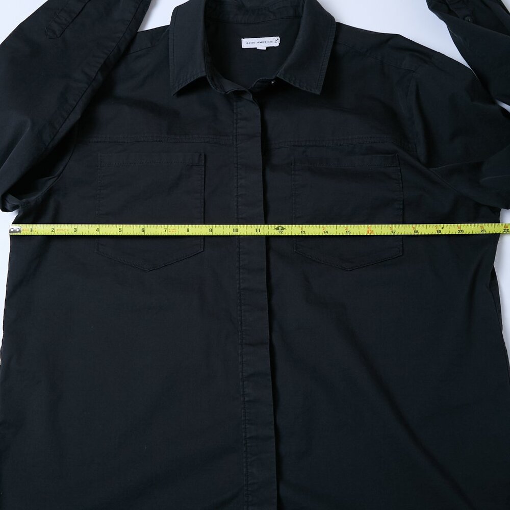 Good American Split Back Poplin Button Up Shirt black size 2 XS office siren - Picture 13 of 13